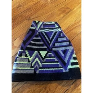 Vintage Meister Wool‎ Ski cap Hat Beanie Purple Green Unisex 80s Nordic